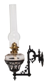 American Victorian Cast-Iron Oil Lamp Sconce