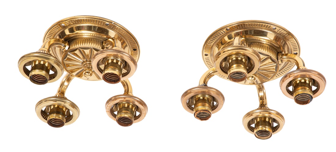 Pair of American Brass Four Light Ceiling Lights (1 of 2)