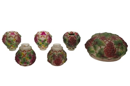 Set of Six American Puffy Glass Shades