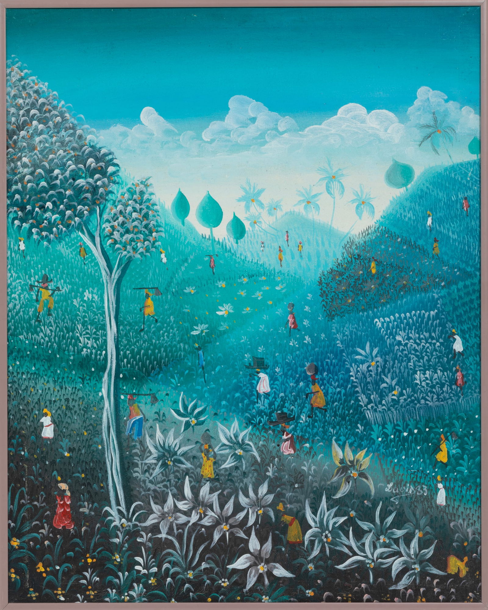 David Saintus, Haitian b. 1960, "Paysage Ha?tien", oil on canvas (1 of 3)