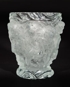 Cherub Frosted and Clear Crystal Vase