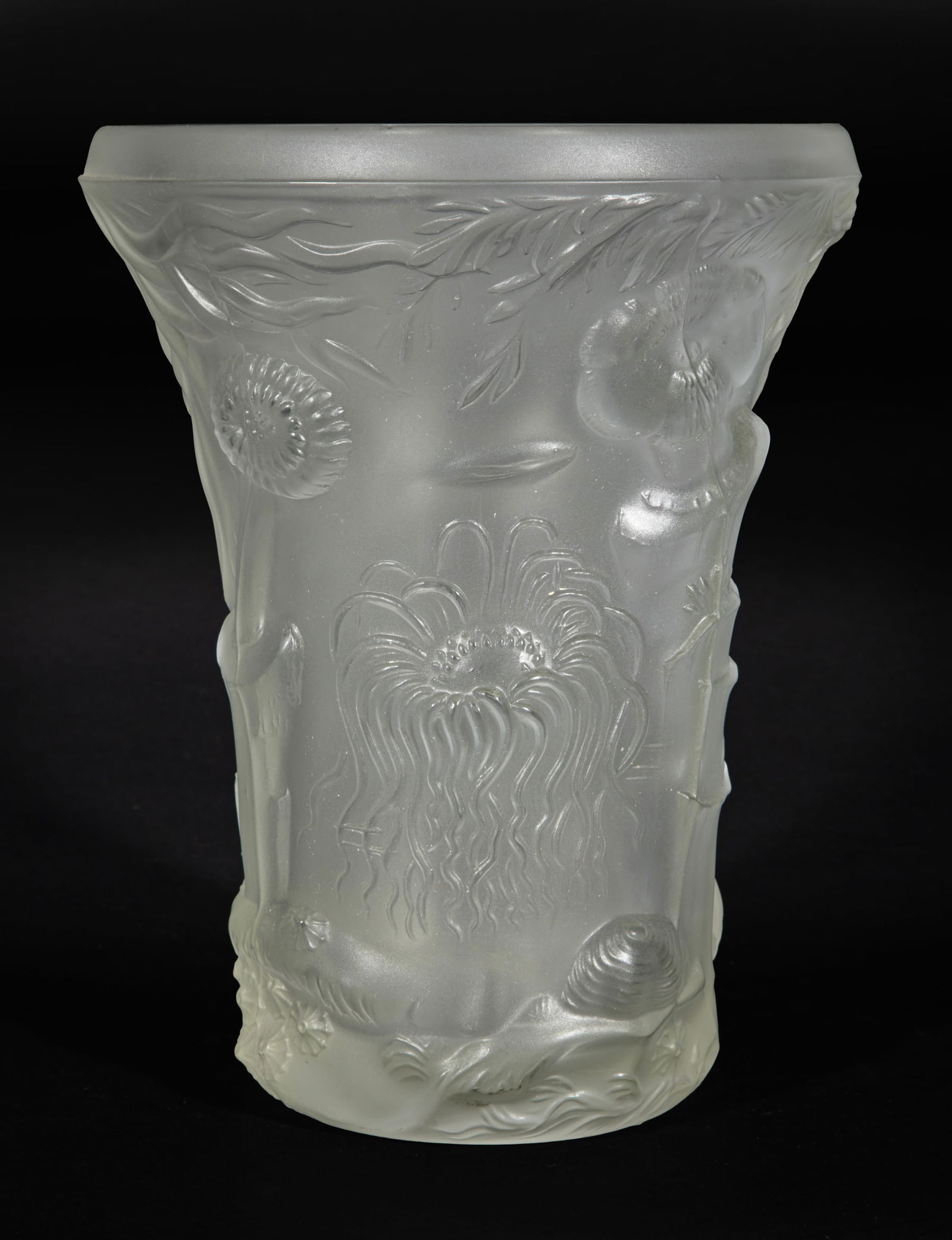 Frosted Crystal Vase with Marine Life (1 of 4)