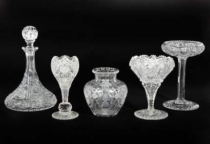 Thirteen American Brilliant Cut-Glass Items