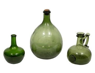 Three Antique French Glass Jugs