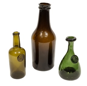 Three Antique French Glass Bottles