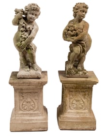 Pair of Cast-Stone Garden Figures