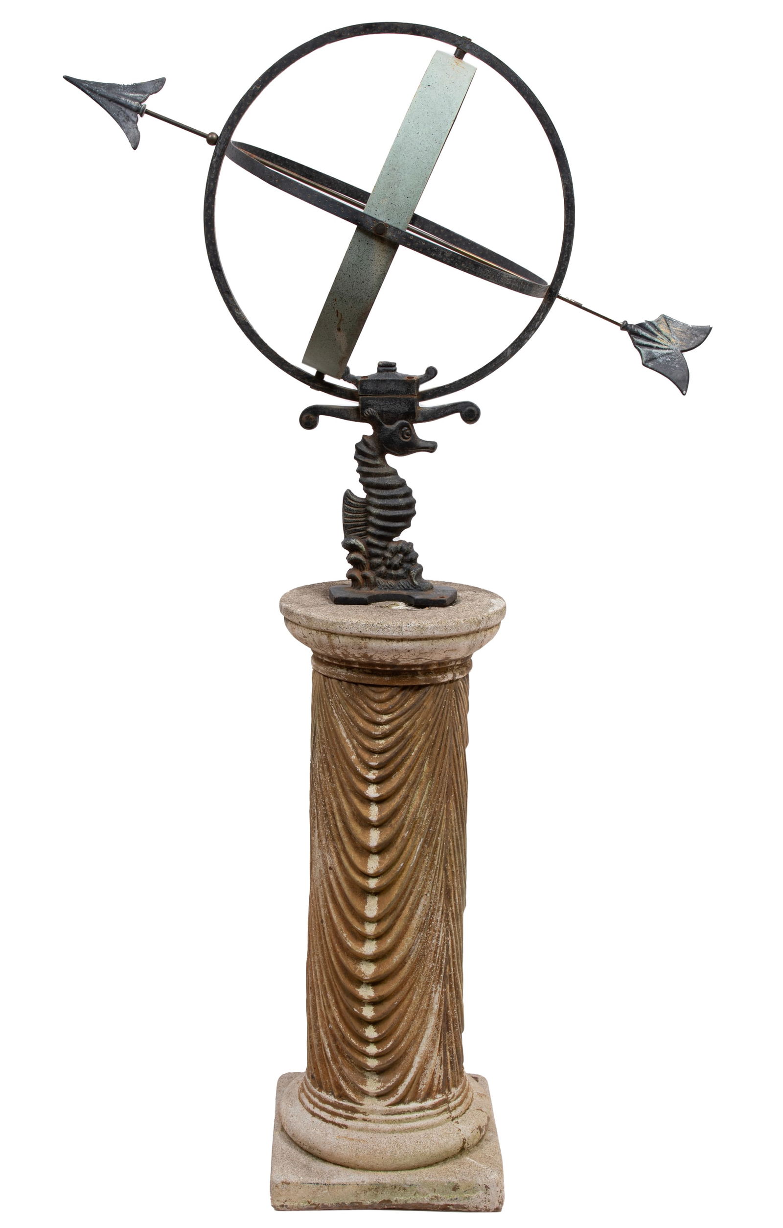 Decorative Patinated Metal Armillary Sphere on Pedestal (1 of 3)