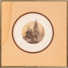 Mary E. Davidson, American/Louisiana 20th c., "New Orleans Remembers", etching