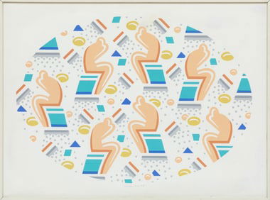Robert Gordy, American/Louisiana 1933-1986, "Seven Figure Oval", silkscreen on paper