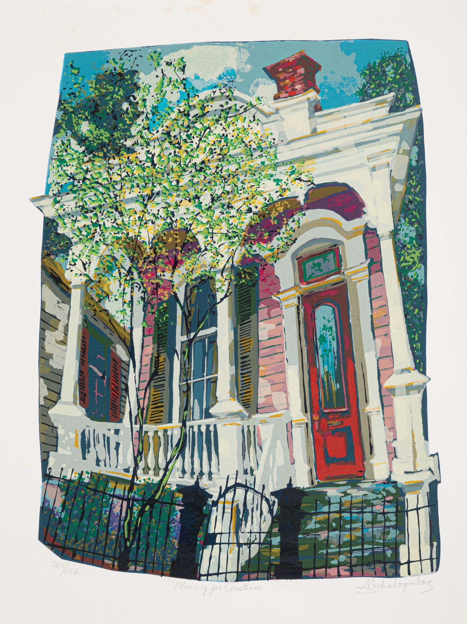 James Michalopoulos, American/Louisiana b. 1951, "Memory for Constance", lithograph (1 of 3)