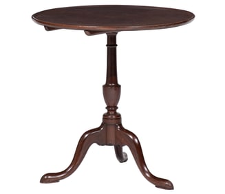 Queen Anne-Style Carved Mahogany Tilt-Top Tea Table