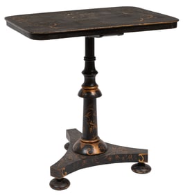 Victorian Parcel Gilt Black Lacquered Chinoiserie Tilt-Top Tea Table