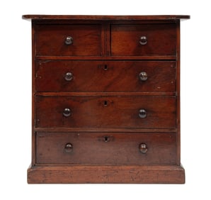 English Carved Mahogany Collector's Chest