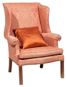 Georgian-Style Carved Walnut Wingchair
