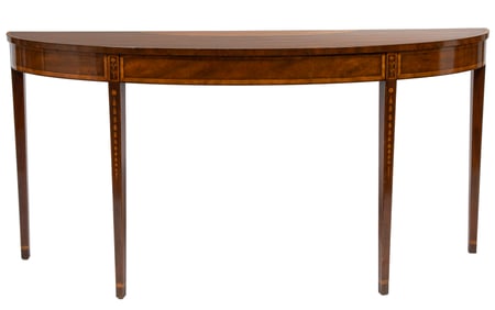 Georgian-Style Inlaid Mahogany Demilune Console