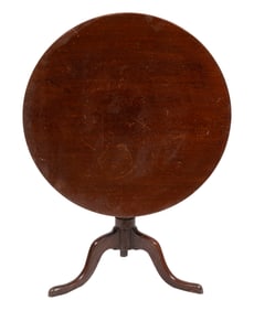 Queen Anne-Style Carved Mahogany Tilt-Top Tea Table