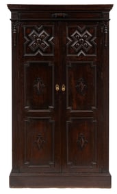 Jacobean-Style Carved Oak Armoire