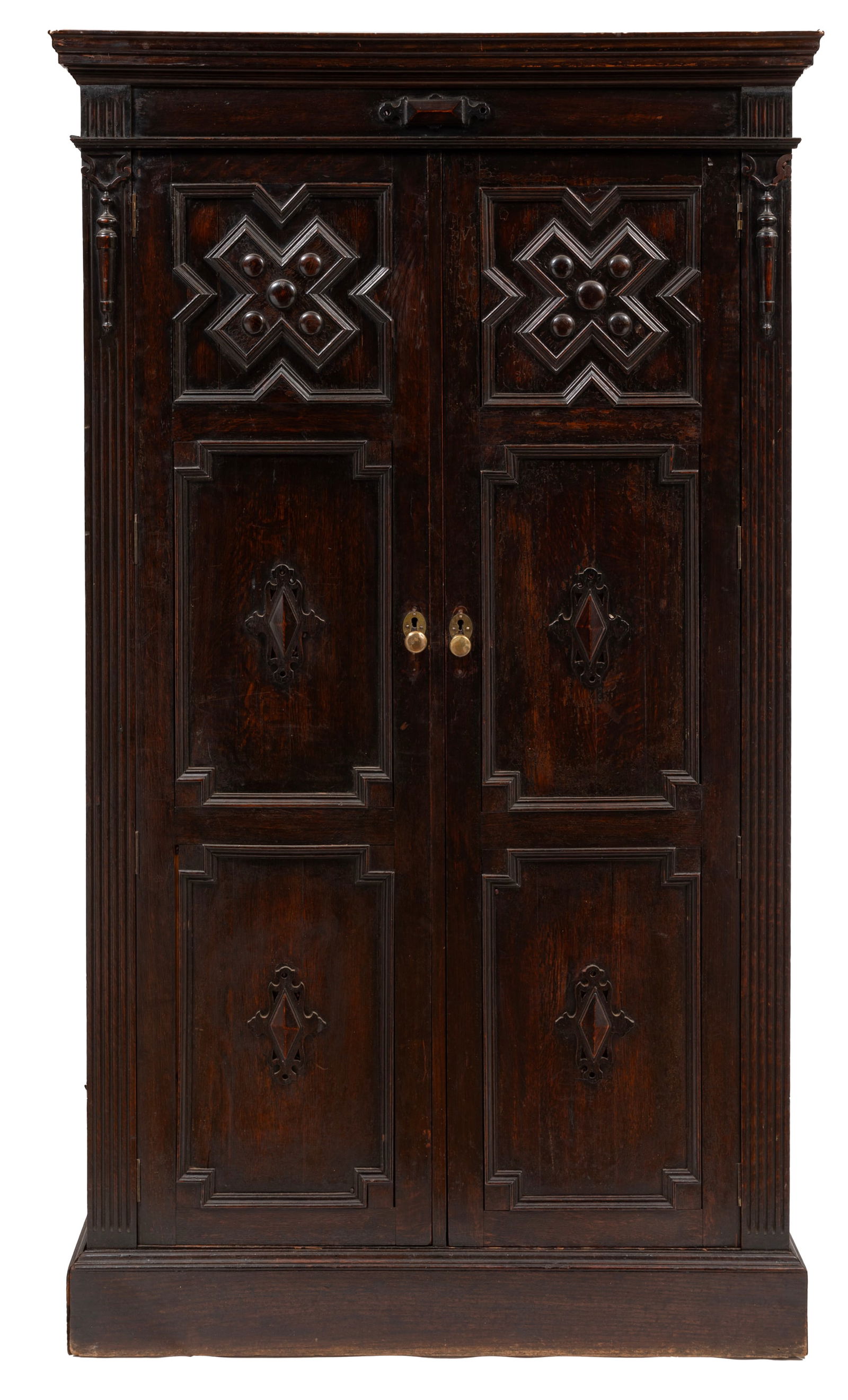 Jacobean-Style Carved Oak Armoire (1 of 3)