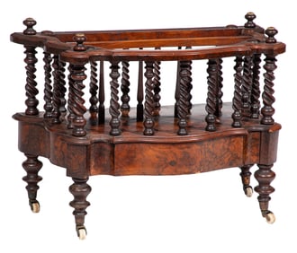 William IV Burl and Carved Walnut Canterbury