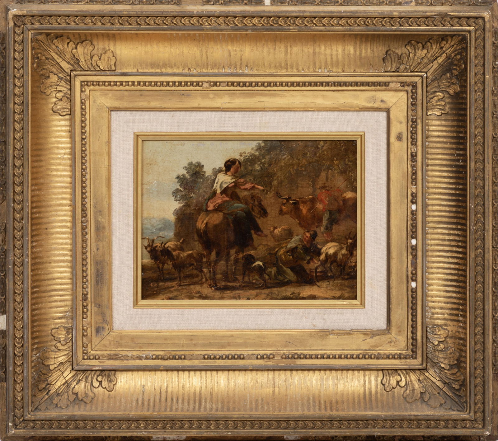 Continental School 19th c., "On the Sands at Llanstephan, Caermarthen", oil on canvas laid on board: Continental School 19th c."On the Sands at Llanstephan, Caermarthen"oil on canvas laid on board1866, unsigned, titled twice and dated three times en verso, framed.6 1/4 x 8 in. (15.9 x 20.3 cm.), Fram