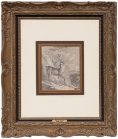 After Johann Elias Ridinger, German 1698-1767, "The Stag", pencil on paper