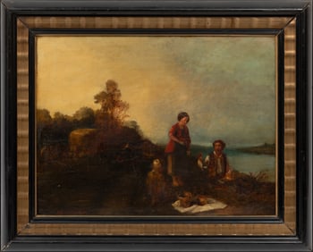 Augustus Wall Callcott, British 1779-1844, "Family Picnic by the Stream", oil on canvas