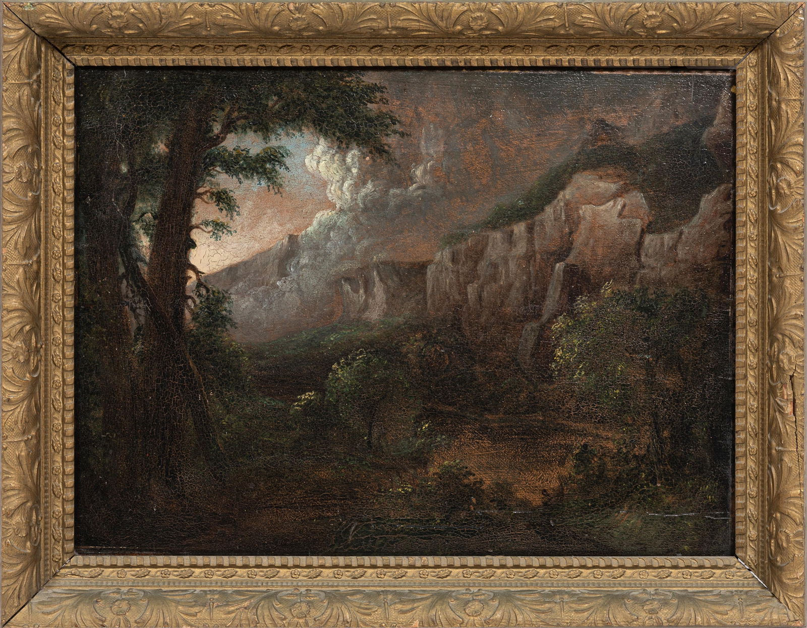 Continental School 19th c., "Landscape with Cliffs", oil on panel (1 of 2)