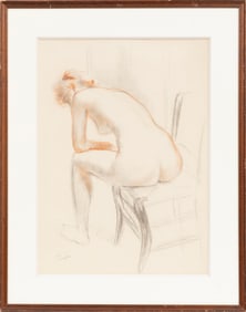 Andre Albert Tondu, French 1903-1980, "Seated Nude", graphite, charcoal and sanguine on paper