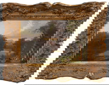 Continental School 19th/20th c., "Resting by the River", oil on board