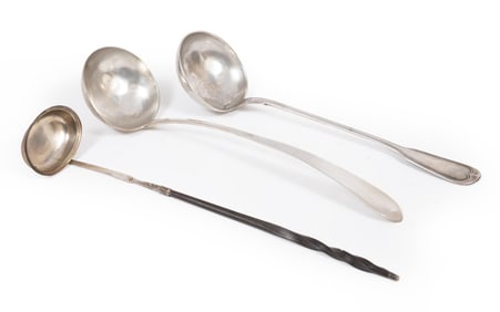 Group of Three Antique Silver Ladles