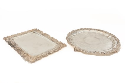 Two Large Silverplate Serving Trays