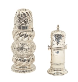 Two Antique English Sterling Silver Muffineers