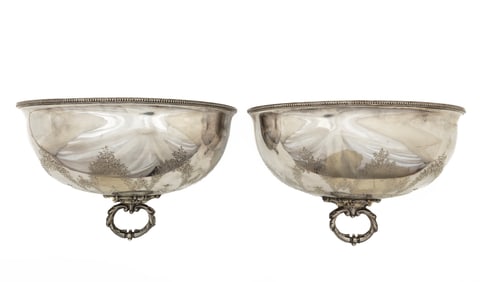 Pair of Decorative Silverplate Wall Pocket Jardinieres