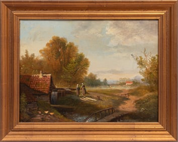 Continental School 19th c., "The Homestead", oil on canvas