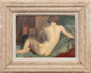 French School early 20th c., "Reclining Nude", oil on canvas