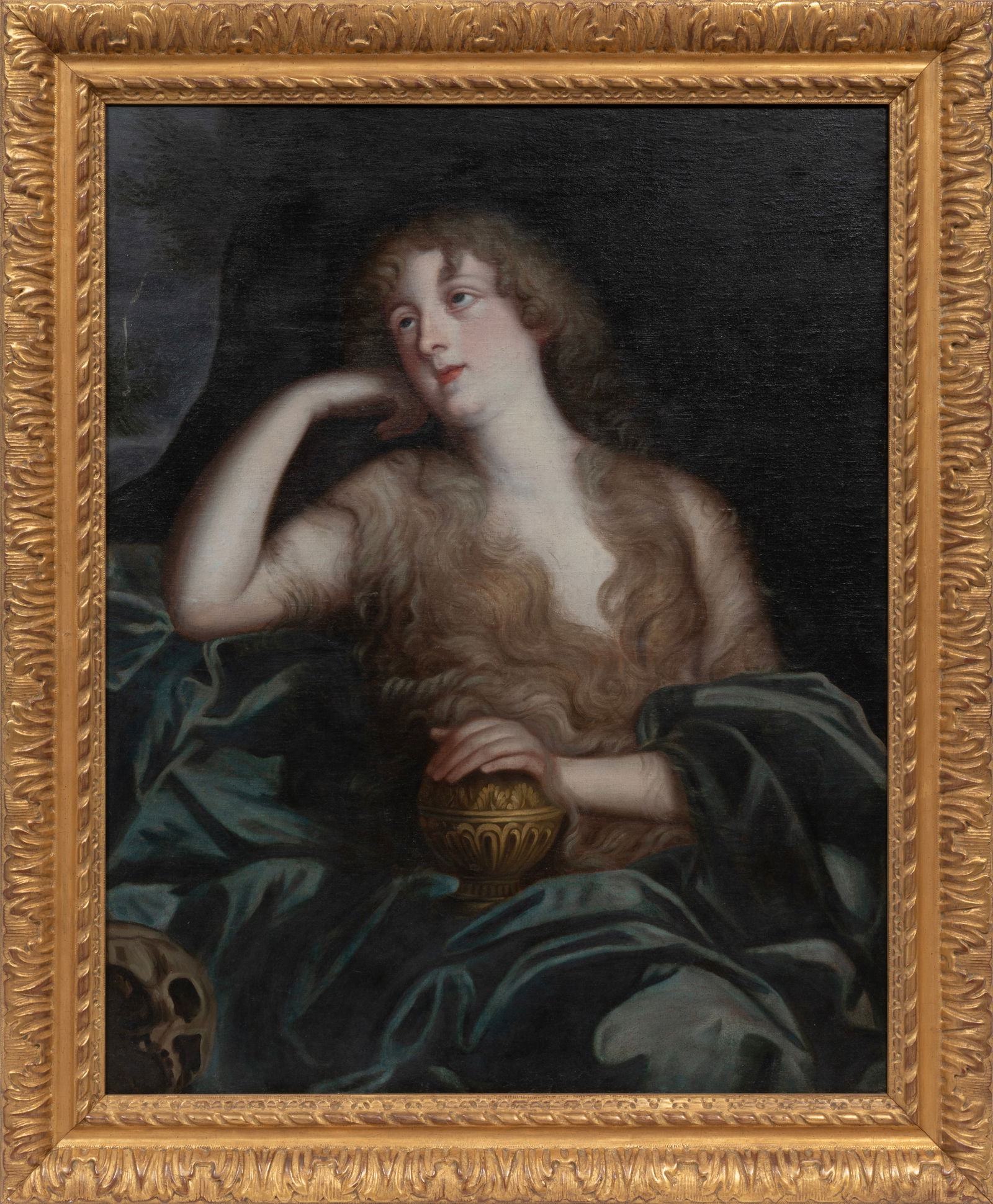 After Pierre Mignard, French 1612-1695, "Penitent Mary Magdalene", oil on canvas (1 of 2)