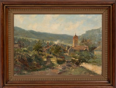 Jean-Claude Boyer, French 19th/20th c., "Nans-sous-Sainte-Anne", oil on canvas