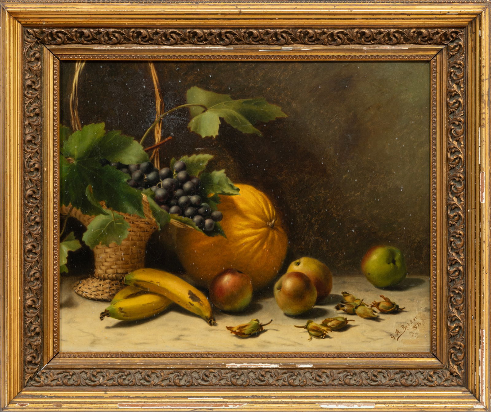 British School 1908, "Still Life with Fruit", oil on canvas (1 of 3)
