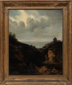 Continental School 1833, "The House at the Top of the Hill", oil on canvas