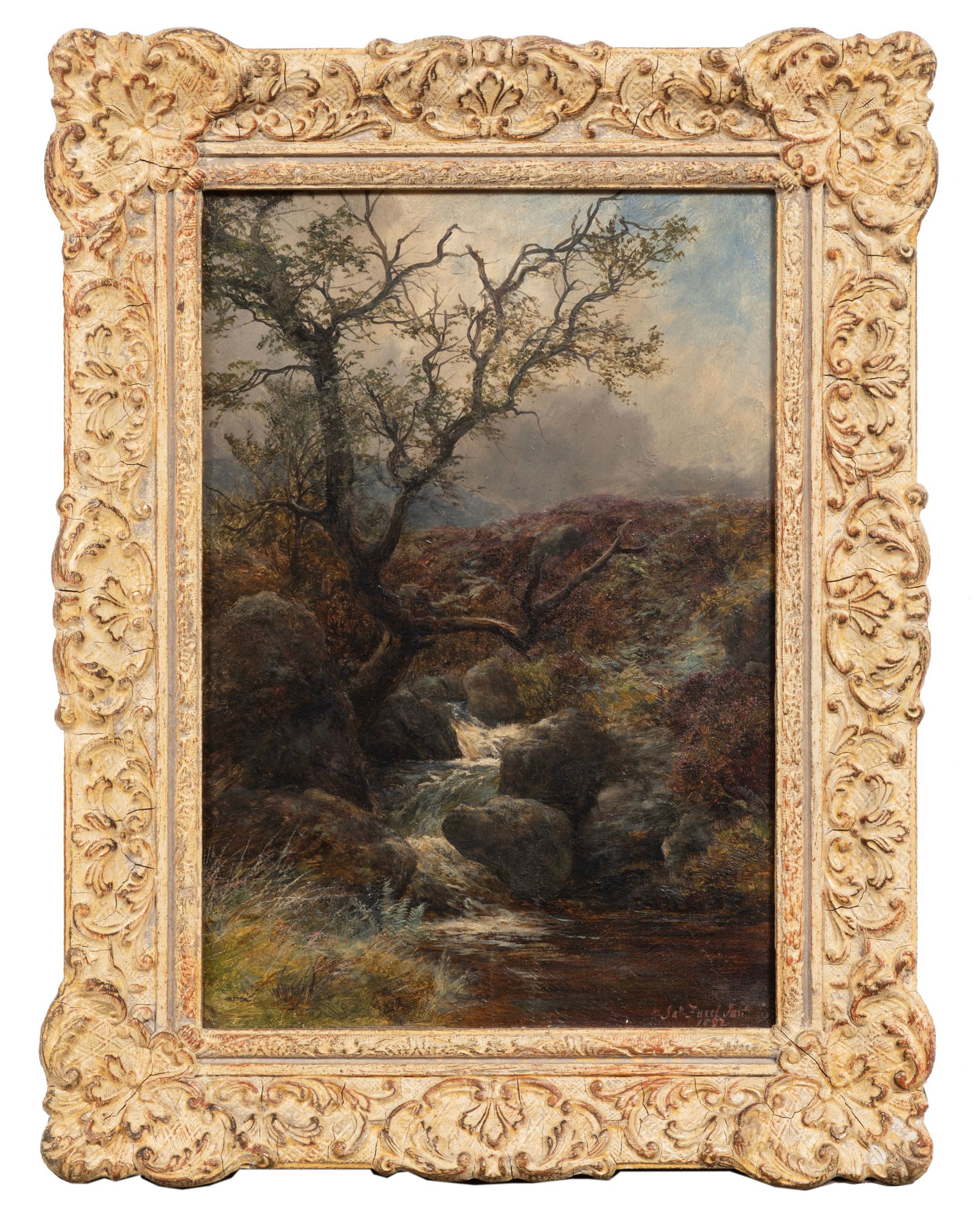 James Faed, Sr., Scottish 1821-1911, ?A Moorland Burn in Sept.?, oil on panel (1 of 4)