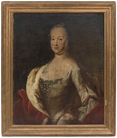 After George Desmarees, Swedish 1697-1776, "Royal Couple of Bavaria", 2 oils on canvas laid on