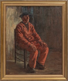 Leon Bellemont, French 1866-1961, "Seated Man", oil on canvas