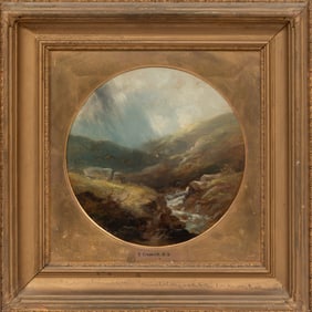 Thomas Creswick, British 1811-1869, "Rushing Creek", oil on canvas