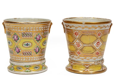 Two English Worcester Porcelain Cachepots