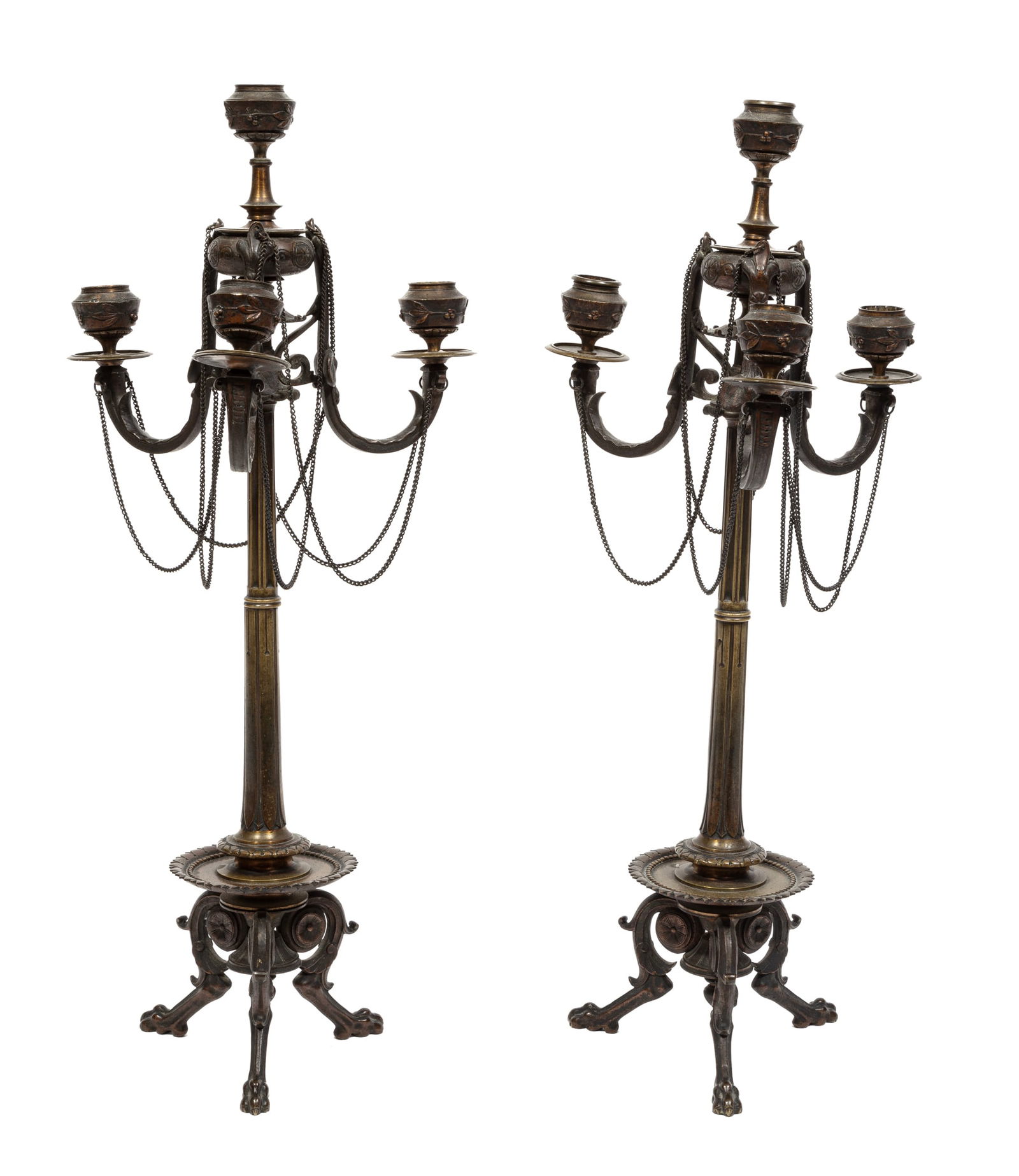 Pair of Antique French Bronze Four-Light Candelabra (1 of 4)