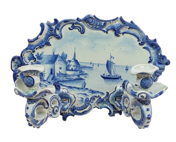 Delft Porcelain Two-Light Wall Sconce