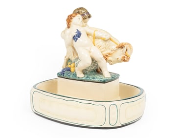 Jugendstil Majolica Polychrome Centerpiece