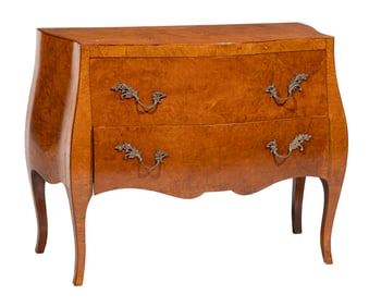 Louis XV-Style Burlwood Petite Bombe' Commode, 20th c.