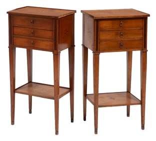 Pair of French Provincial-Style Inlaid Fruitwood Commodes