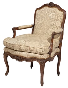 Louis XV-Style Carved Walnut Fauteuil